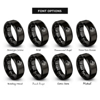 font options for inside engraving on black vr headset rings
