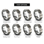 font options for inside engraving on silver vr headset rings