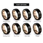 font options for inside engraving on black & rose gold vw bus rings