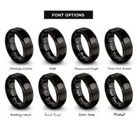 font options for inside engraving on black waffle grid pattern rings