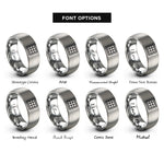 font options for inside engraving on gray waffle grid pattern rings