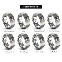 font options for inside engraving on gray waffle grid pattern rings