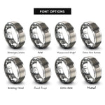 font options for inside engraving on gray waffle grid pattern rings