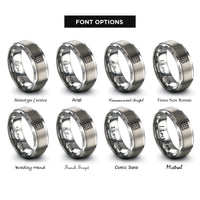 font options for inside engraving on gray waffle grid pattern rings