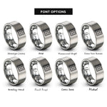 font options for inside engraving on gray waffle grid pattern rings