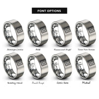 font options for inside engraving on gray waffle grid pattern rings