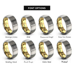 font options for inside engraving on gold & gray waffle square rings