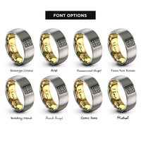 font options for inside engraving on gold & gray waffle square rings