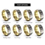 font options for inside engraving on gold & grey waffle square rings