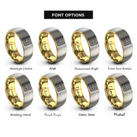 font options for inside engraving on gold & grey waffle square rings