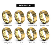 font options for inside engraving on gold & gray waffle square rings