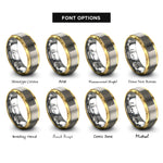 font options for inside engraving on gold & gray waffle square rings
