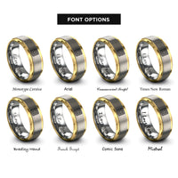 font options for inside engraving on gold & gray waffle square rings