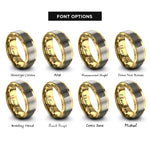 font options for inside engraving on gold & gray waffle square rings