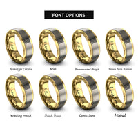 font options for inside engraving on gold & gray waffle square rings