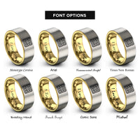 font options for inside engraving on gold & grey waffle square rings