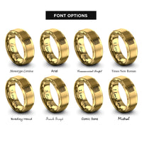 font options for inside engraving on gold waffle square rings