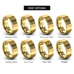 font options for inside engraving on gold waffle square rings