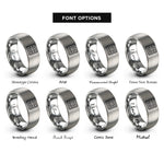 font options for inside engraving on silver waffle square rings