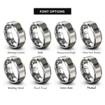 font options for inside engraving on gray waffle square rings