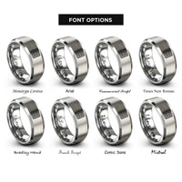 font options for inside engraving on gray waffle square rings