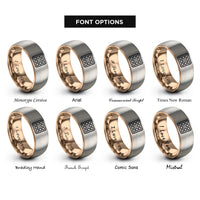 font options for inside engraving on rose gold & grey waffle square rings