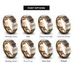 font options for inside engraving on rose gold waffle square rings