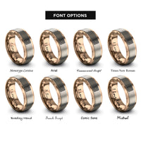 font options for inside engraving on rose gold waffle square rings