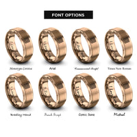 font options for inside engraving on rose gold waffle square rings