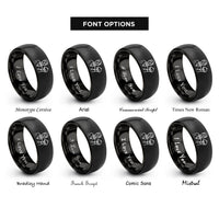 font options for inside engraving on black waiter tray rings
