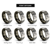 font options for inside engraving on gunmetal & grey waiter tray rings