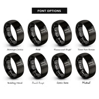font options for inside engraving on black waiters corkscrew rings