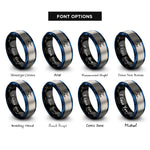 font options for inside engraving on black & blue & silver wakeboarder silhouette rings