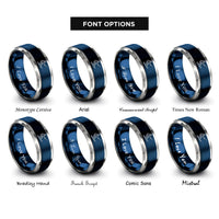 font options for inside engraving on blue & silver wakeboarder tow rope rings