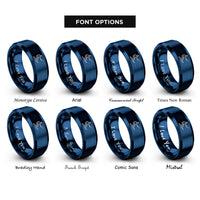 font options for inside engraving on blue wakeboarder tow rope rings