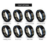 font options for inside engraving on gunmetal & blue wakeboarder tow rope rings