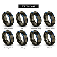 font options for inside engraving on gunmetal & blue wakeboarder tow rope rings