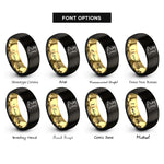 font options for inside engraving on black & gold wales rings