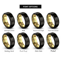 font options for inside engraving on black & gold wales rings