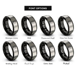 font options for inside engraving on black & silver wales rings