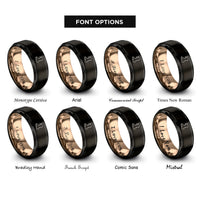 font options for inside engraving on black & rose gold wales rings
