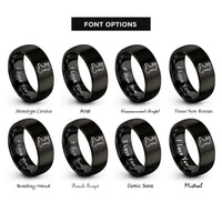 font options for inside engraving on black wales rings