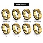 font options for inside engraving on black & gold wales feathers rings