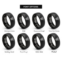 font options for inside engraving on black wales feathers rings