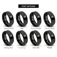 font options for inside engraving on black wales feathers rings