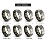 font options for inside engraving on gunmetal & silver wales rings