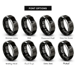 font options for inside engraving on black & gray walker rings