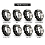 font options for inside engraving on black & grey walker rings