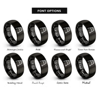 font options for inside engraving on black walker rings