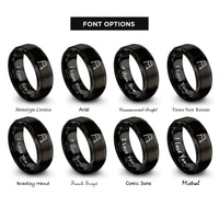 font options for inside engraving on black walker rings